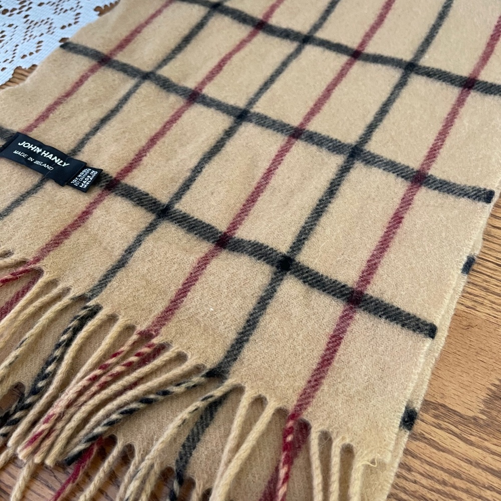 John Hanly plaid scarf wool cashmere blend